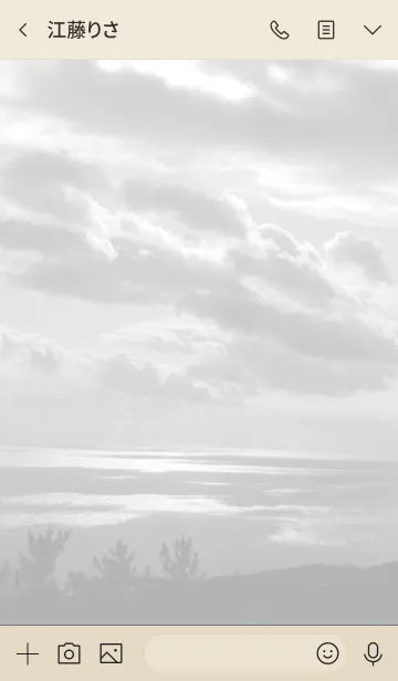 [LINE着せ替え] モノクロ写真 ベージュ スマイル2の画像3