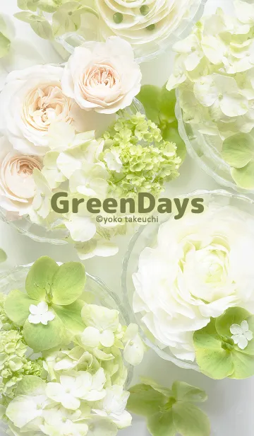 [LINE着せ替え] Green Days 透明感のあるグリーンと花の画像1