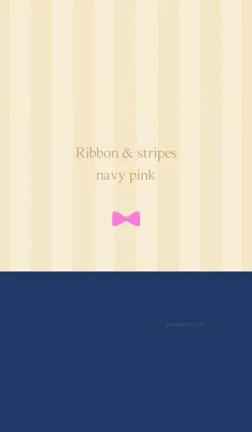 [LINE着せ替え] Ribbon ＆ stipes navy pinkの画像1