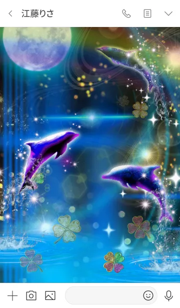 [LINE着せ替え] 運気上昇 Happy dolphin moon cloverの画像3