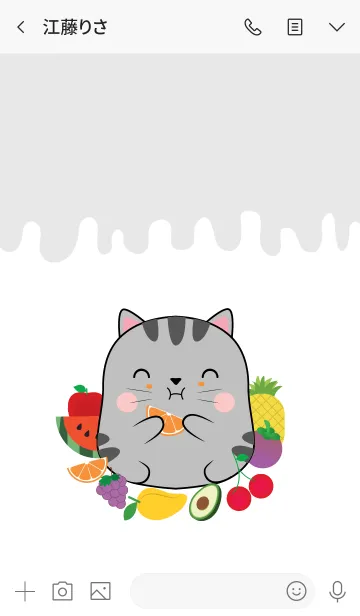 [LINE着せ替え] Gray Cat And Fruit Theme (jp)の画像3