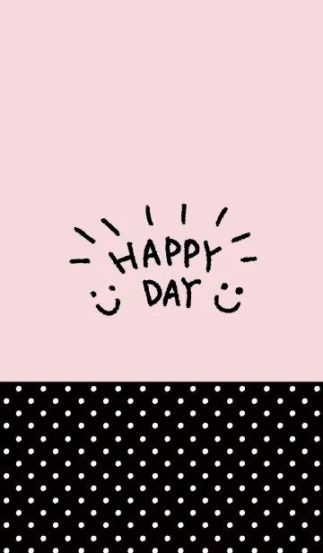 [LINE着せ替え] ピンク黑水玉スマイル12の画像1