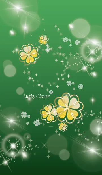 [LINE着せ替え] 緑 : 幸せの四葉ゴールドクローバーの画像1