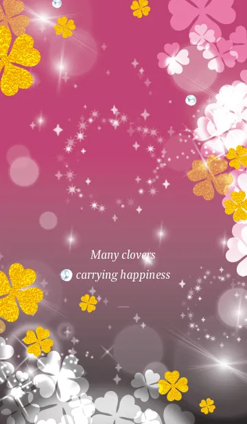 [LINE着せ替え] 黒とピンク : 舞う幸運のクローバーの画像1