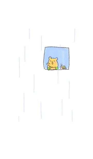 雨の日、窓際でゆったりクマの着せかえの着せ替えメイン画像