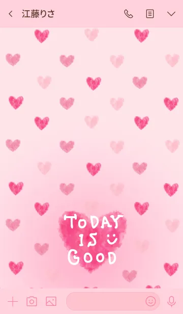 [LINE着せ替え] ハート ピンク2-スマイル-の画像3