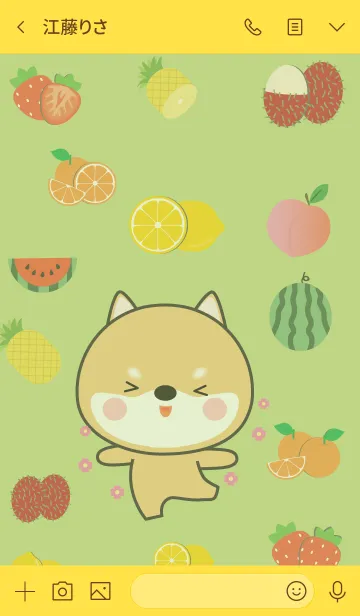 [LINE着せ替え] Cute Shiba Inu And Fruit (jp)の画像3