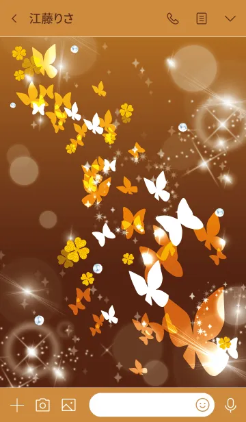 [LINE着せ替え] オレンジ : 舞う幸運の蝶と四葉の画像3
