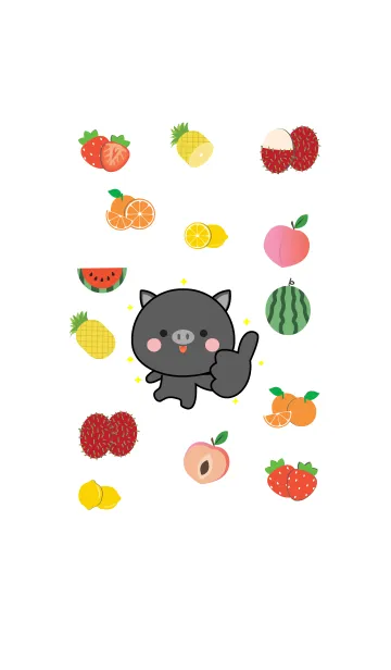 [LINE着せ替え] Cute Black Pig And Fruit (jp)の画像1