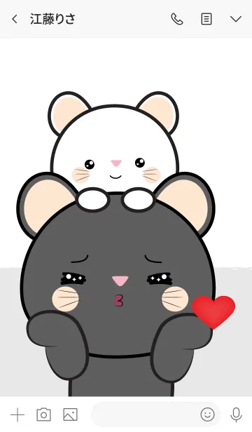 [LINE着せ替え] Love Cute White Mouse ＆ Black Mouse (jp)の画像3