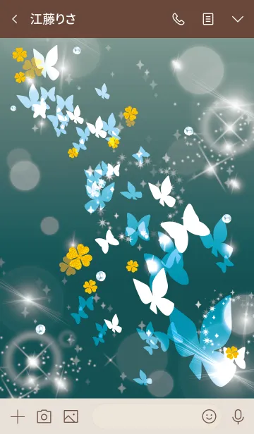 [LINE着せ替え] ベージュとカーキ : 舞う幸運の蝶と四葉の画像3