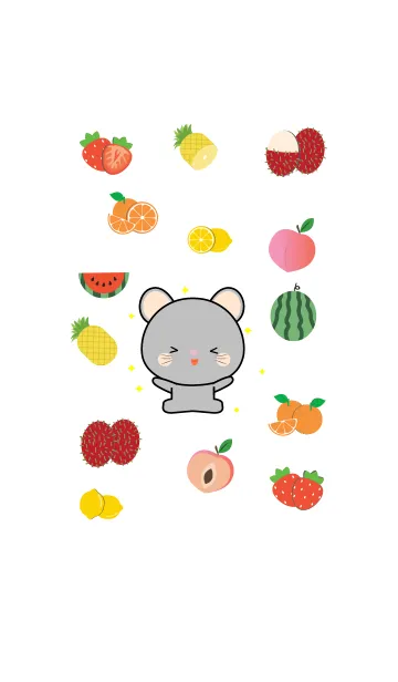 [LINE着せ替え] Cute Gray Mouse And Fruit (jp)の画像1