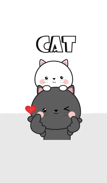 [LINE着せ替え] I Love Cute White Cat ＆ Black Cat (jp)の画像1