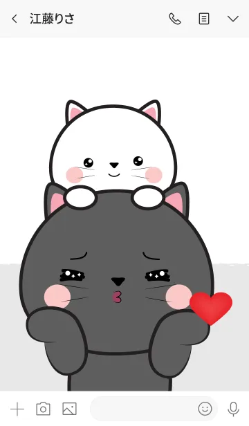 [LINE着せ替え] I Love Cute White Cat ＆ Black Cat (jp)の画像3