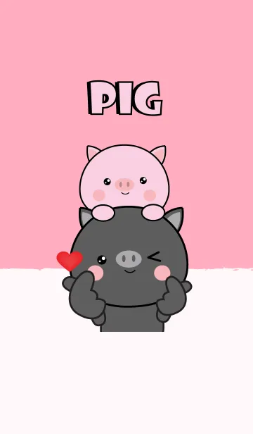 [LINE着せ替え] I Love Cute Pig ＆ Black Pig (jp)の画像1