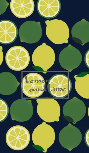 [LINE着せ替え] レモンとライム[ネイビー]の画像1