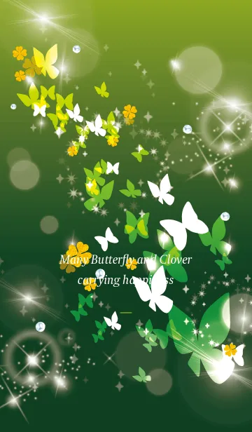 [LINE着せ替え] 黄緑 : 舞う幸運の蝶と四葉の画像1