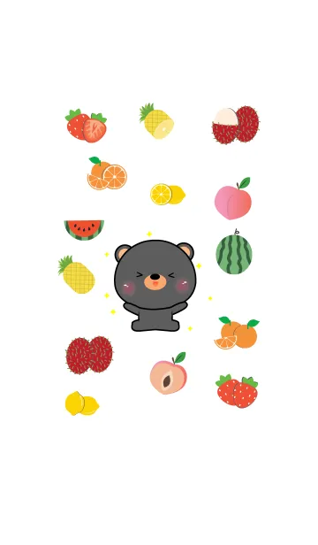 [LINE着せ替え] Cute Black Bear And Fruit (jp)の画像1
