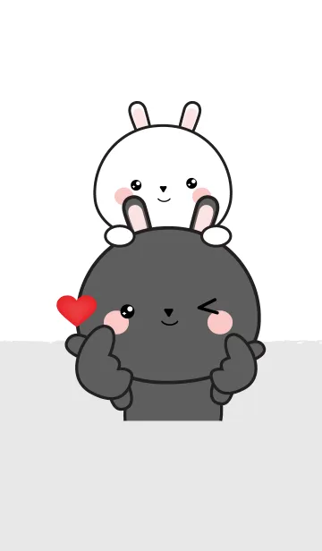 [LINE着せ替え] Love White Rabbit ＆ Black Rabbit (jp)の画像1