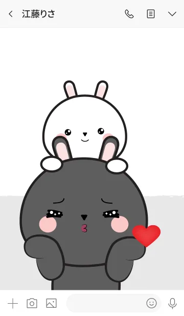 [LINE着せ替え] Love White Rabbit ＆ Black Rabbit (jp)の画像3