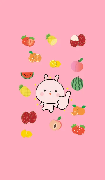 Cute Pink Rabbit And Fruit (jp)の着せ替えメイン画像