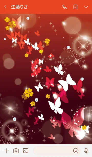 [LINE着せ替え] 赤 : 舞う幸運の蝶と四葉の画像3