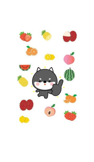 [LINE着せ替え] Cute Black Shiba Inu And Fruit (jp)の画像1