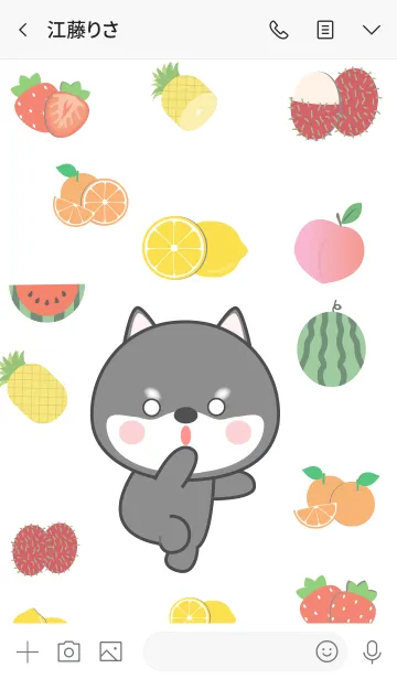 [LINE着せ替え] Cute Black Shiba Inu And Fruit (jp)の画像3