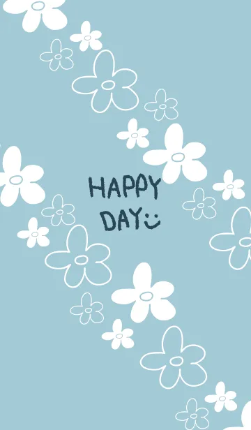 [LINE着せ替え] 手書きのお花 くすみブルー3の画像1