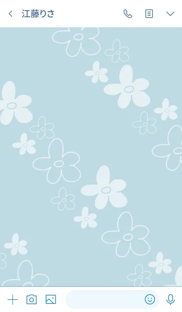[LINE着せ替え] 手書きのお花 くすみブルー3の画像3