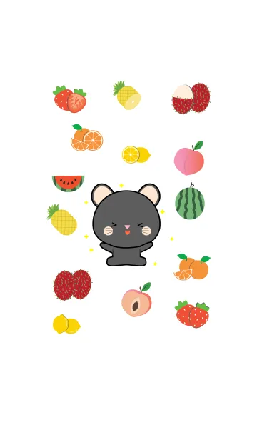 [LINE着せ替え] Cute Black Mouse And Fruit (jp)の画像1