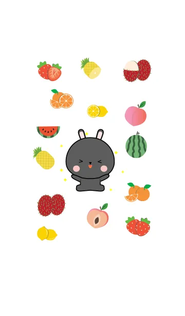 [LINE着せ替え] Cute Black Rabbit And Fruit (jp)の画像1