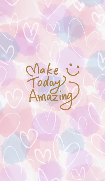 [LINE着せ替え] 水彩ピンク2白ハートスマイル25の画像1