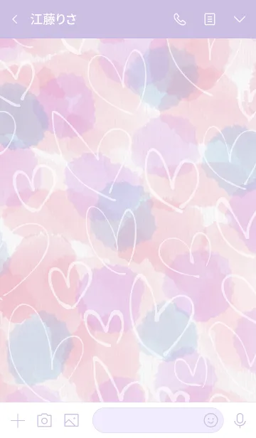 [LINE着せ替え] 水彩ピンク2白ハートスマイル25の画像3