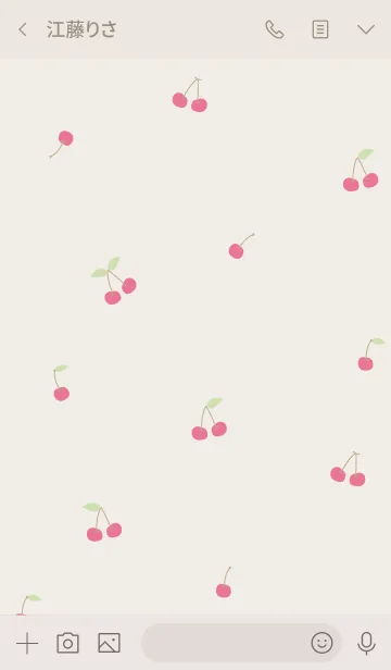 [LINE着せ替え] さくらんぼ スマイル ベージュの画像3