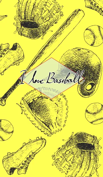 [LINE着せ替え] I Love Baseball◆Yellow/black◆の画像1