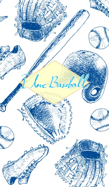 [LINE着せ替え] I Love Baseball◆Blue/Yellow◆の画像1