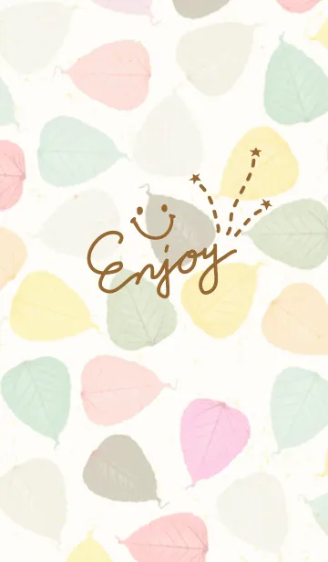 [LINE着せ替え] カラフル葉っぱスマイル21の画像1