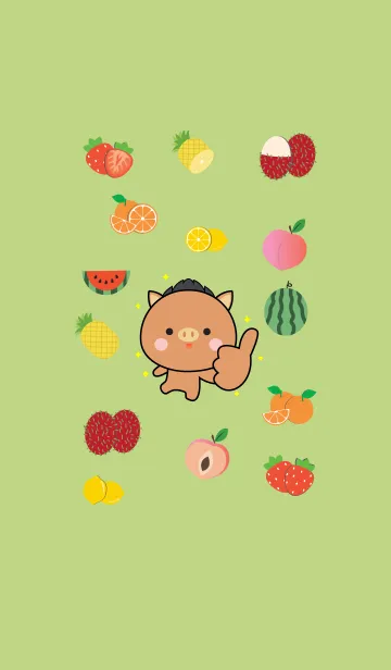 [LINE着せ替え] Cute Boar And Fruit (jp)の画像1