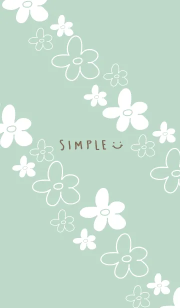 [LINE着せ替え] 手書きのお花 くすみグリーン2の画像1