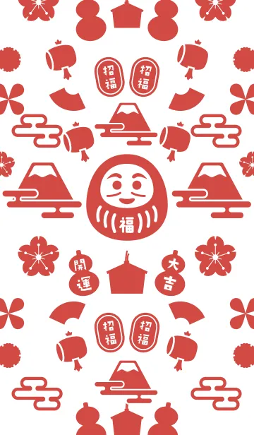 [LINE着せ替え] 和風&北欧風 開運ダルマ／赤の画像1