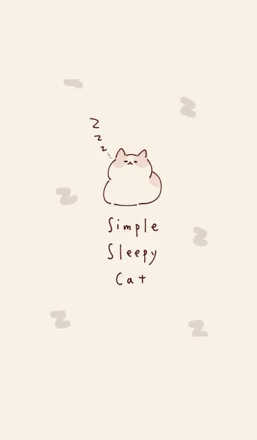 [LINE着せ替え] シンプル 眠いねこの画像1