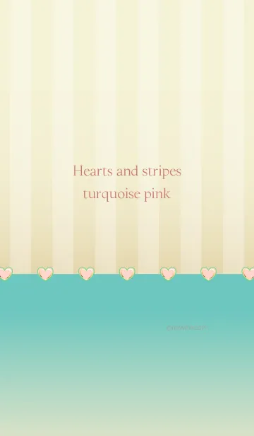 [LINE着せ替え] Hearts and stripes turquoise pinkの画像1