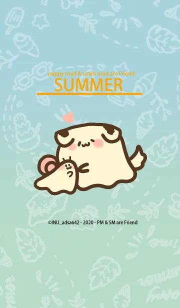 [LINE着せ替え] 犬犬泥 と カタツムリ泥 は友達です/ 夏の画像1