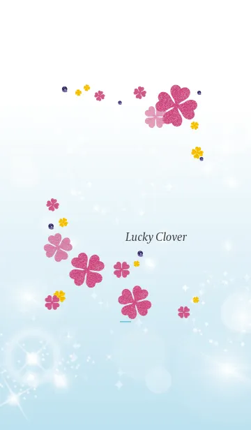 [LINE着せ替え] 青 : 幸運のピンククローバーの画像1