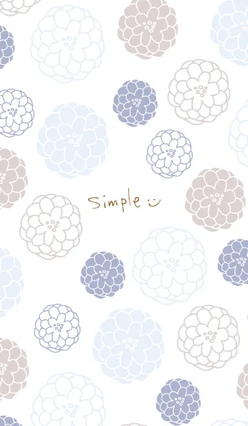 [LINE着せ替え] 手書きのお花 ブルーとベージュ3の画像1