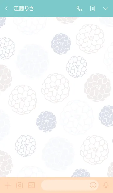 [LINE着せ替え] 手書きのお花 ブルーとベージュ3の画像3
