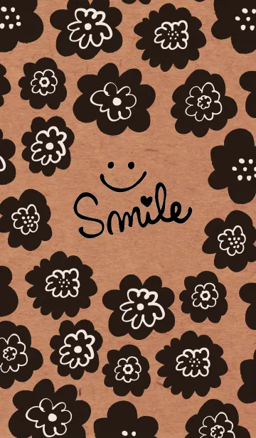 [LINE着せ替え] クラフト紙黒いお花柄スマイル11の画像1