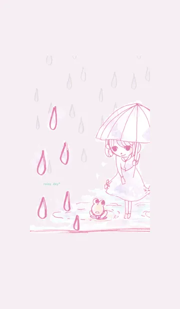 [LINE着せ替え] かえると傘 rainy day* pastelの画像1