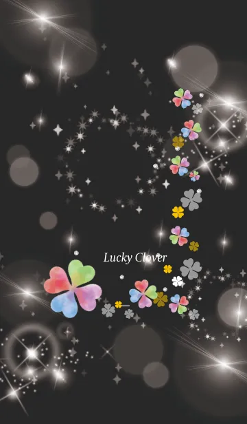 [LINE着せ替え] 黒と白 : 幸運彩るクローバーの画像1